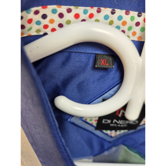 Di Nero Milano Men Long Sleeves Shirt XL Squared Pattern Pre-Owned - Picture 3 of 10